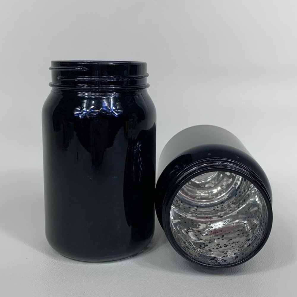 Metallic Onyx and Silver Speckled Mason Jar Vases